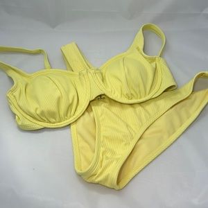 Yellow bikini bottoms size L/top size D/DD